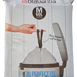 Brabantia PerfectFit Bin Liners, 60 Litre/Size M, White