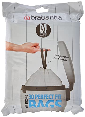 Brabantia PerfectFit Bin Liners, 60 Litre/Size M, White