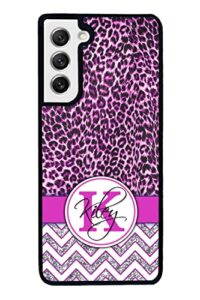 pink leopard skin personalized black rubber phone case compatible with samsung galaxy s23 s23+ ultra s22 s22+ s21 s21fe s21+ s20fe s20+ s20 note 20 s10 s10+ s10e