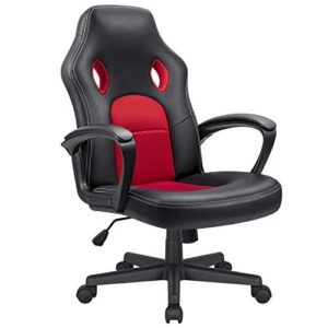 kaimeng office high back leather computer ergonomic height adjustable racing game desk executive conference task chair, 19.5" x 20.1" x 44.2", red