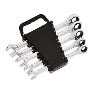 amazon basics ratcheting wrench set, metric, 5 piece, black/silver