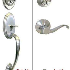 Satin Nickel Front Door Double Cylinder Deadbolts (keyed on Both Sides) Handleset Handle Set with 835DC Lever