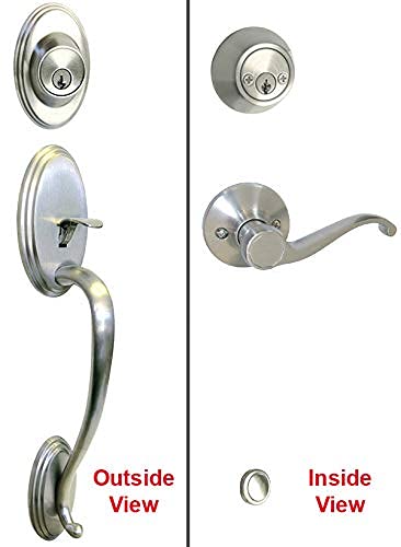 Satin Nickel Front Door Double Cylinder Deadbolts (keyed on Both Sides) Handleset Handle Set with 835DC Lever