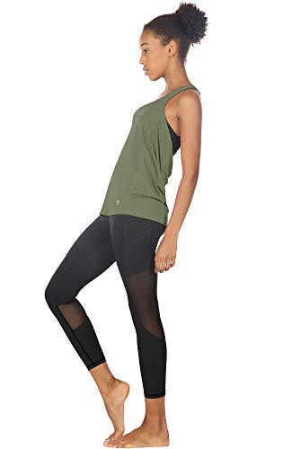 icyzone Yoga Tops Workouts Clothes Activewear Built in Bra Tank Tops for Women (M, Olive)