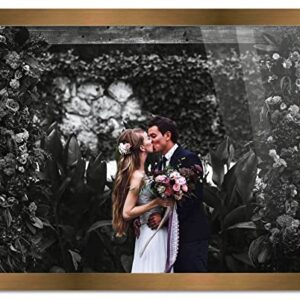 8.5x5.5 Frame Gold Bronze Picture Frame - Modern Photo Frame Includes UV Acrylic Shatter Guard Front, Acid Free Foam Backing Board, Hanging Hardware Wood Wall Frames for Family Photos - no Mat
