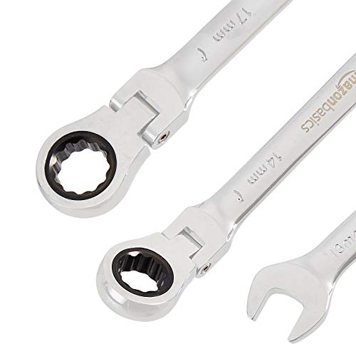 Amazon Basics Flexible Ratcheting Wrench Set - Metric, 5-Piece