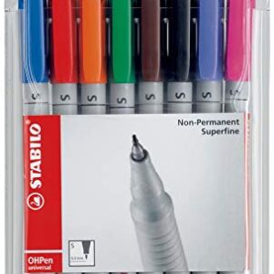 Stabilo® OHPen universal pen medium, water-soluble, pack of 8, pack of 8