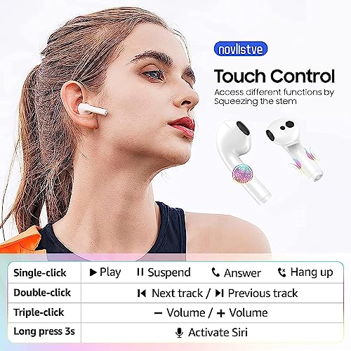 Wireless Earbuds Headphones Bluetooth 5.2 IPX7 Waterproof Noise Cancellation 25H Battery Headset Hi-Fi Stereo Sound with Charging Case Bluetooth Earphones with Mic for iPhone/Samsung