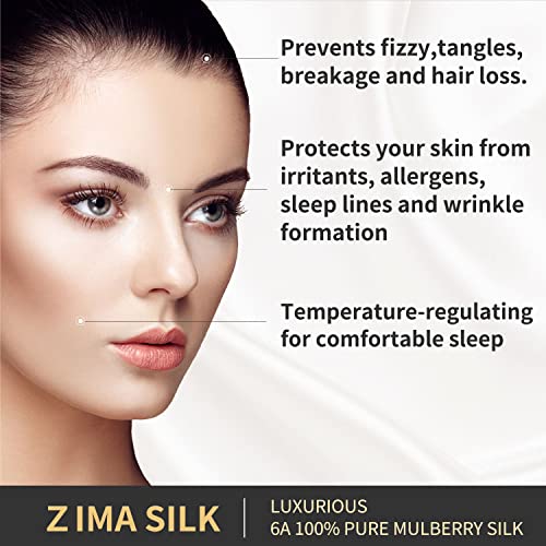 ZIMASILK 100% Luxurious 25 Momme Mulberry Silk Pillowcase for Hair and Skin Heath, Best Gift Choice, Highest Grade 6A Silk, 900 Thread Count, 1Pc (Standard 20''x26'', Iron Gray)