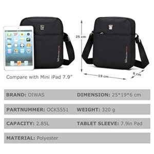 OIWAS Small Messenger Bag for Men Purse Man Crossbody Shoulder Bags Work Travel Business Wallet Lightweight Casual Sling Black