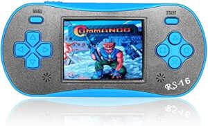 handheld game player for kids adults- family pocket rs16 portable classic game controller built-in 260 game 2.5 inch lcd retro arcade video game system children's birthday gift (rs-16 blue1)