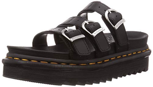 Dr. Martens womens Slide Sandal, Black Hydro Leather, 6 US