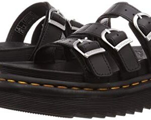 Dr. Martens womens Slide Sandal, Black Hydro Leather, 6 US