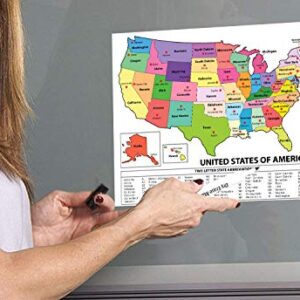 United States Map - USA Poster, US Educational Map - With State Capital - for Ages Kids to Adults- Home School Office - Printed on 12pt. Glossy Card Stock | Bulk Pack of 10 | 8.5 x 11 Inches