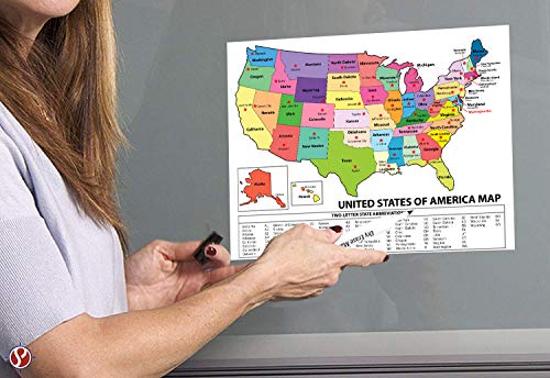 United States Map - USA Poster, US Educational Map - With State Capital - for Ages Kids to Adults- Home School Office - Printed on 12pt. Glossy Card Stock | Bulk Pack of 10 | 8.5 x 11 Inches