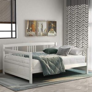 harper & bright designs full daybed frame, solid wood daybed frame,no box spring needed, white daybed