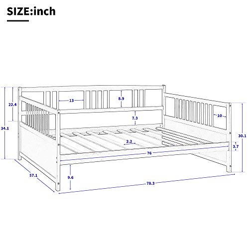 Harper & Bright Designs Full Daybed Frame, Solid Wood Daybed Frame,No Box Spring Needed, White Daybed