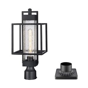 osimir outdoor post light fixture, 1-light exterior post lantern with pier mount base, pier light with bubble glass shade black finish, outdoor light for patio, porch, yard, garden 2375/1gl