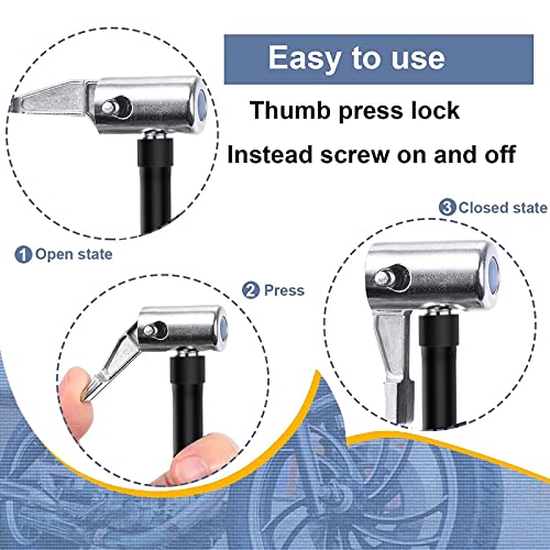 2PCs Air Inflator Hose Adapter Convert Twist On Connection to Lock On Connection, Locking Air Chuck with Air Hose and Standard Tire Valve Fine Thread