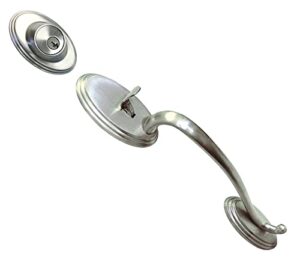 satin nickel front door single cylinder deadbolts (keyed on the outside and a thumb turn on the inside) handleset handle set with 835dc lever (front door handleset)