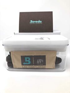 acrylic waterproof travel cigar humidor with boveda 69% 2-way humidity system, 10 cigar capacity