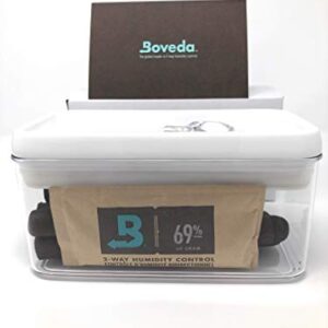 Acrylic Waterproof Travel Cigar Humidor with Boveda 69% 2-Way Humidity System, 10 Cigar Capacity