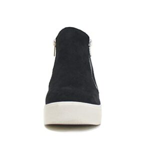 Soda Taylor Hidden Fahsion Wedge Sneaker Shoes Side Zipper (8, Black, Numeric_8)