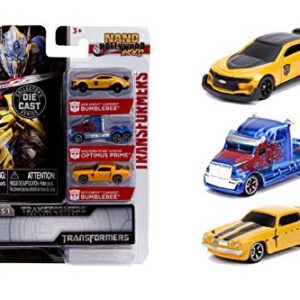 Jada Toys Transformers Nano Hollywood Rides 2016 Chevy Camaro Bumblebee, Western Star 5700XE Optimus Prime and 1977 Chevy Camaro Bumblebee, 1.75" Die-Cast Vehicles,Multi,31125