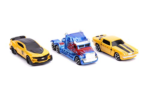 Jada Toys Transformers Nano Hollywood Rides 2016 Chevy Camaro Bumblebee, Western Star 5700XE Optimus Prime and 1977 Chevy Camaro Bumblebee, 1.75" Die-Cast Vehicles,Multi,31125