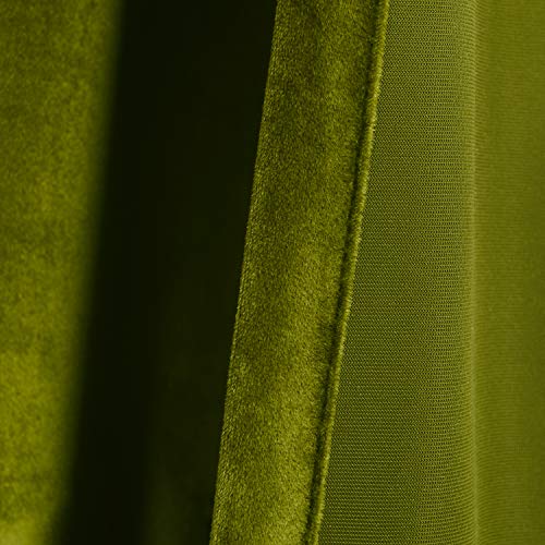 Roslynwood Velvet Curtains 2 Panels Set, Block Light Thermal Insulated Velour Rod Pocket Drapes for Bedroom and Living Room (52 x 96 inch, OliveGreen)