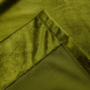 Roslynwood Velvet Curtains 2 Panels Set, Block Light Thermal Insulated Velour Rod Pocket Drapes for Bedroom and Living Room (52 x 96 inch, OliveGreen)