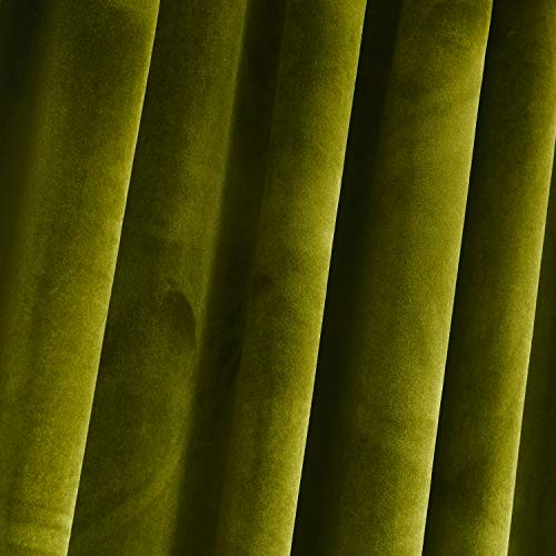 Roslynwood Velvet Curtains 2 Panels Set, Block Light Thermal Insulated Velour Rod Pocket Drapes for Bedroom and Living Room (52 x 96 inch, OliveGreen)