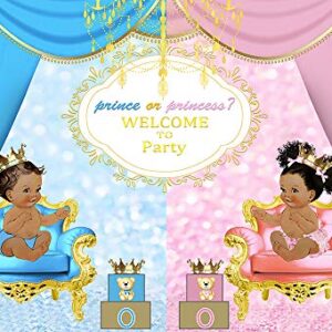 7x5ft Prince or Princess Royal Gender Reveal Party Backdrops for Photography Unisex Baby Shower Pink or Blue Curtain Banner Decoration Photo Background W-2026