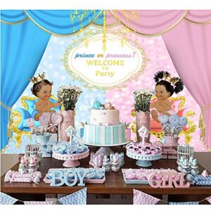 7x5ft Prince or Princess Royal Gender Reveal Party Backdrops for Photography Unisex Baby Shower Pink or Blue Curtain Banner Decoration Photo Background W-2026