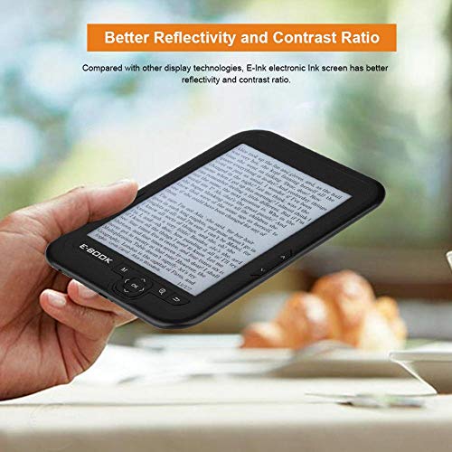 Portable E Reader, Waterproof 6 inch Electronic E Book Reader with 800x600 High Resolution Display Support 29 Languages(Black1)