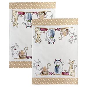 kitchen towels, dish towels for drying dishes, tea towels absorbent 100% cotton, cute cat themed decorative kitchenware kitchen accessories gifts for cat lovers, set of 2 - 20"x28"