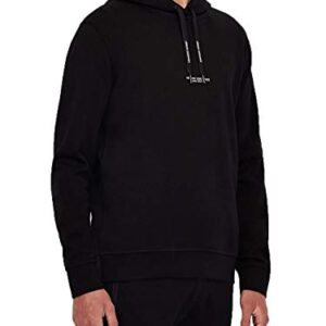 A|X ARMANI EXCHANGE mens Pull-over With Front Back Logo Hooded Sweatshirt, Black, Large US