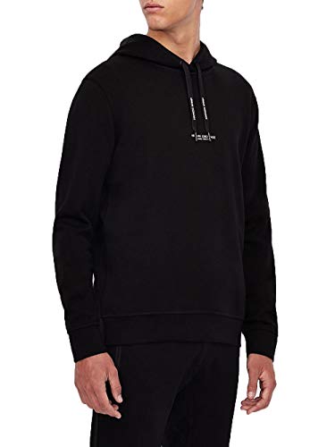 A|X ARMANI EXCHANGE mens Pull-over With Front Back Logo Hooded Sweatshirt, Black, Large US