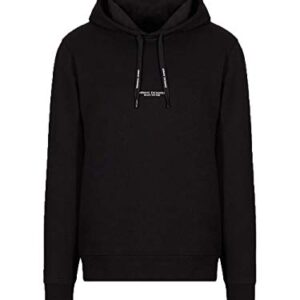 A|X ARMANI EXCHANGE mens Pull-over With Front Back Logo Hooded Sweatshirt, Black, Large US