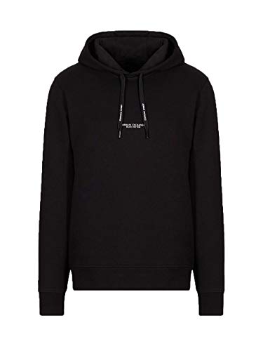 A|X ARMANI EXCHANGE mens Pull-over With Front Back Logo Hooded Sweatshirt, Black, Large US