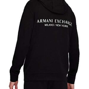 A|X ARMANI EXCHANGE mens Pull-over With Front Back Logo Hooded Sweatshirt, Black, Large US