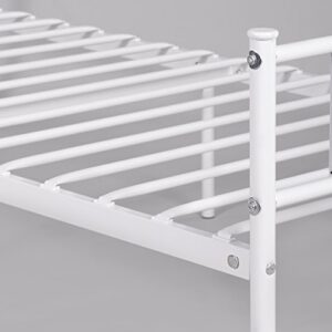 SimLife Metal Twin Bed with Storage Solid Steel Legs Great for Boys and Girls Toddler Princess Bed Frame Kid's Day Bed No Box Spring Need White