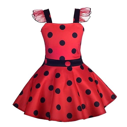 Dressy Daisy Girls Polka Dots Ladybug Dress Up Costume Birthday Halloween Christmas Fancy Party Outfit Size 4T Red