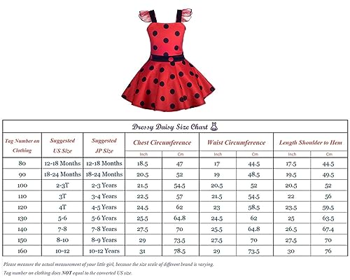 Dressy Daisy Girls Polka Dots Ladybug Dress Up Costume Birthday Halloween Christmas Fancy Party Outfit Size 4T Red