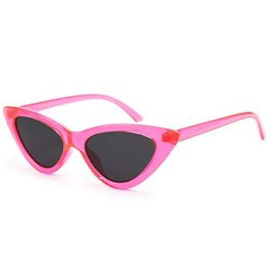 livhò retro vintage narrow cat eye sunglasses for women clout goggles plastic frame (barbie powder)