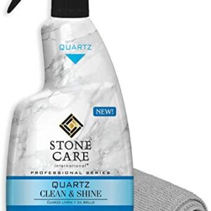 Stone Care International Quartz Cleaner and Polish - 24 Ounce with Microfiber Cloth - Clean and Shine Your Quartz Countertops Islands and Stone Surfaces with UV Protection