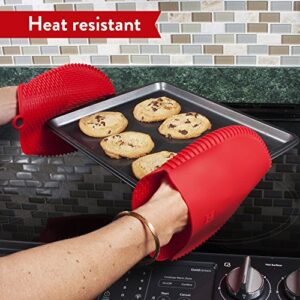 Kitchen Silicone Pot Holders - Flexible & Durable Oven Hotpads - Cooking Accessories with Pocket are Healthier, No Nasty Things Will Grow Inside or Out (Red, 1 Pair)