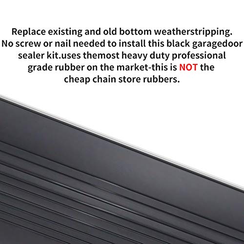 DGSL Garage Door Seals Bottom Rubber Weather Stripping Kit Seal Strip Replacement,Universal Weatherproof Threshold Buffering Sealing Rubber 5/16 Inch T Ends, 3 3/4 Inch Width (16 Ft, Black)