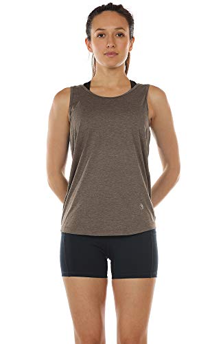 icyzone Workout Tank Tops for Women - Open Back Strappy Athletic Tanks, Yoga Tops, Gym Shirts(Pack of 2) (S, Mushroom/Lavender)