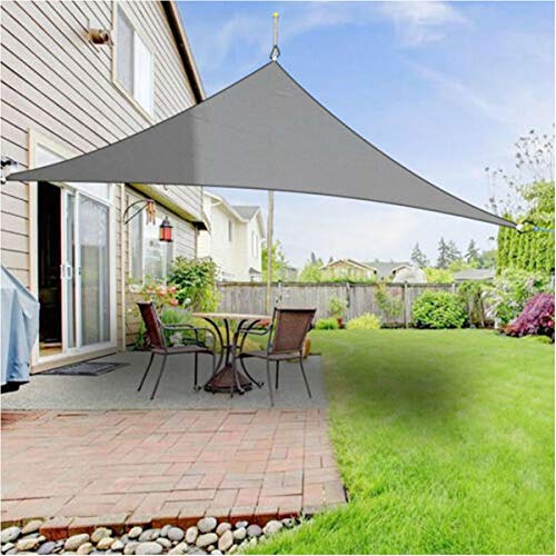 LKXHarleya 6.5ft x 6.5ft x 6.5ft Sun Shade Sail Triangle Canopy, Waterproof UV Block for Patio Garden Outdoor Facility and Activities(Grey)